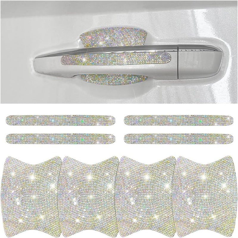 Mandark 8PCS Bling Car Door Handle Protector, Crystal Rhinestone Vehicle Door Bowl Protective Sticker, Glitter Anti-Scratch Auto Decor Decals Accessories, Universal for SUV, Sedan, Truck (Multicolor) - Image 1